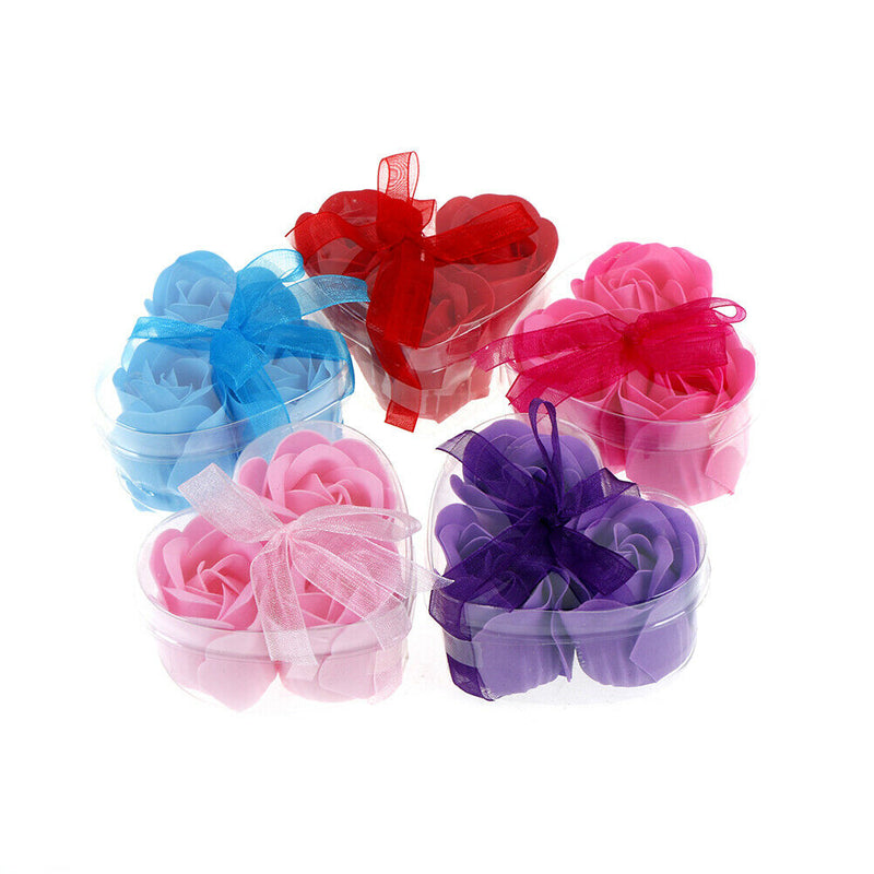 3XScented rose flower petal bath body soap wedding party gift heart bottle Hn