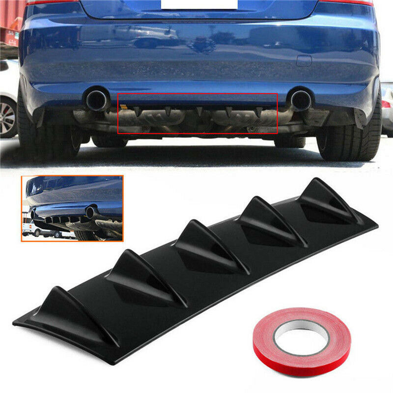 Shark Fin 5 Wing Lip Diffuser 23"x 6" Rear Bumper Chassis Black ABS Univer FT
