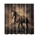 Waterproof Polyester Horse Print Shower Curtain Sheer Panel + 12pcs Hook