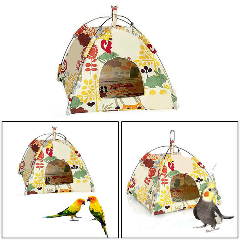 Bird Parrot Canvas Hammock Cage Snuggle Hut Tent Bed Bunk Hang Cave Hou YQF
