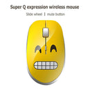 Wireless Mouse Cartoon Emotion 2 Buttons 12.4GHz 1000DPI USB Mute Optical Mice