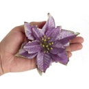 10pcs Glitter Flower Christmas Ornament Xmas Tree Pendant Decor (Purple)