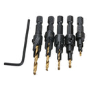 5Pcs #5 #6 #8 #10 #12 HSS Countersink Drill Bit Set Quick Change Hex Shank