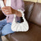 Elegant Pleated Handbag Women Leather Travel Totes Shoulder Bag (White)