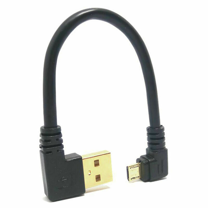 90 degree Right Angle Micro USB to Left Angle USB A Male Sync Charge Cable W6C3