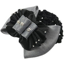 Faux Rhinestone Decor Ruched Bow Hair Clip Snood Net Bun Cover White Black X8O3