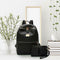 2pcs/set Women Nylon Backpack Clutch Preppy Solid Shoulder Schoolbags Purse Bags