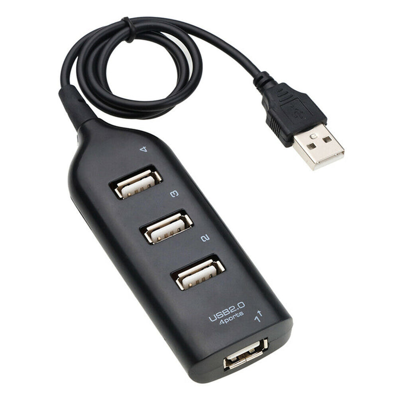 USB Hub 5Mbps High Speed Multi USB 2.0 Adapter 4 Port Splitter (Black)