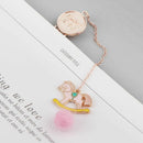 Cute Hair Ball Trojan Color Feather Pendant Bookmark Metal Pendant Book Folder