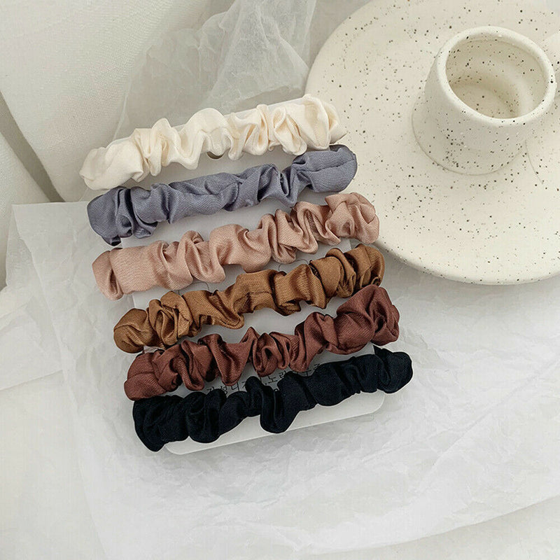 6PCS Elastic Hair Bands Silk Satin Scrunchie Hair Ties Ponytail Holder Ropes Hot