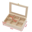 6 Compartments Tea Box Natural Wood Tea Bag Durable Jewelry Organizer Stora
