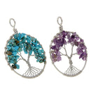 2pcs Tree Life Pendant Natural Stone Jewelry Gift for Women Girls Friends