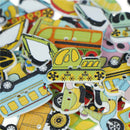50pcs Wood Mixed Cars And Airplane Sewing Children Buttons Scrapbook TEUS