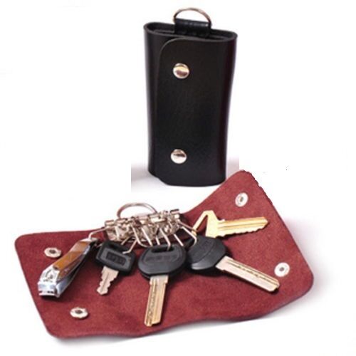 Black Car Key Chain Faux Leather Holder Case Bag Purse Pouch   Z