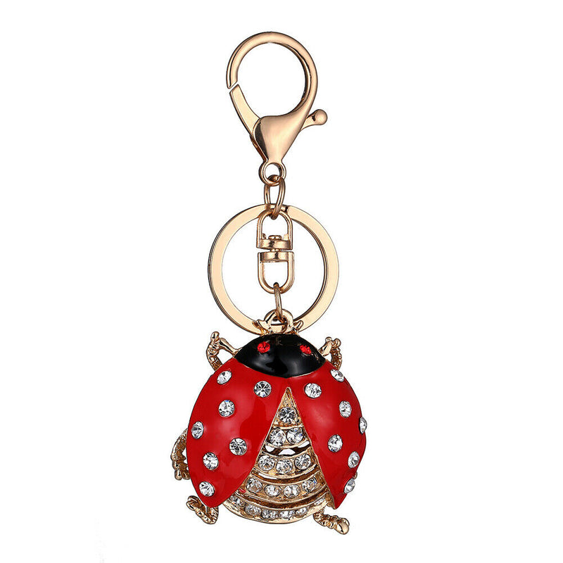 Cute Ladybug Pendant Key Chain Rhinestone Hangings Ring Bag Phone Decor Deluxe