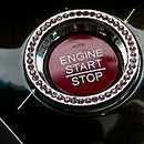 1Pc Car SUV Decorative Pink Button Start Switch Diamond Ring Auto Accessories