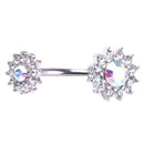 Flower Dangle Navel Belly Button Ring Barbell Crystal Piercing Body Jewelry OZ