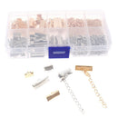 370Pcs 10/16/20mm Crimp End Fold Over Clasps Cord End Clip DIY Jewelry Makin Hn