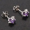 Austrian Crystal Flower Stud Earrings for Women Purple