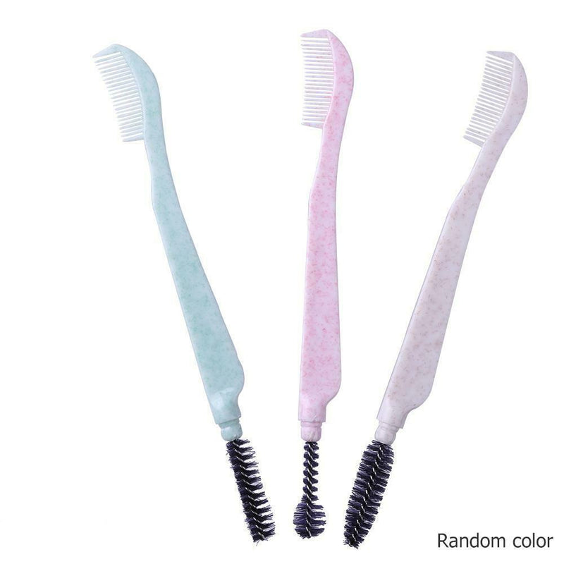 Double Head Eyebrow Brush Comb Wheat Straw Handle Eye Brows Makeup Tools A