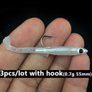 3 Pieces Soft Eel Fishing Lures Hook Silicone Bass Crank Swimbaits Tackle Tools