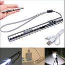 Pocket Flashlight Stainless Steel LED Torch Light Mini Pen USB Rechargeable//