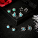 5Pairs Boho Women Turquoise Beads Earrings Retro Jewelry Ear Stud Earrings Set