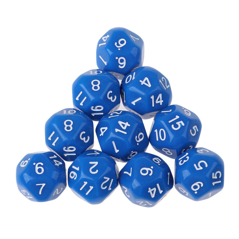 10pcs/set Polyhedral D16 Dice for DND RPG MTG Role Playing Board Game Blue