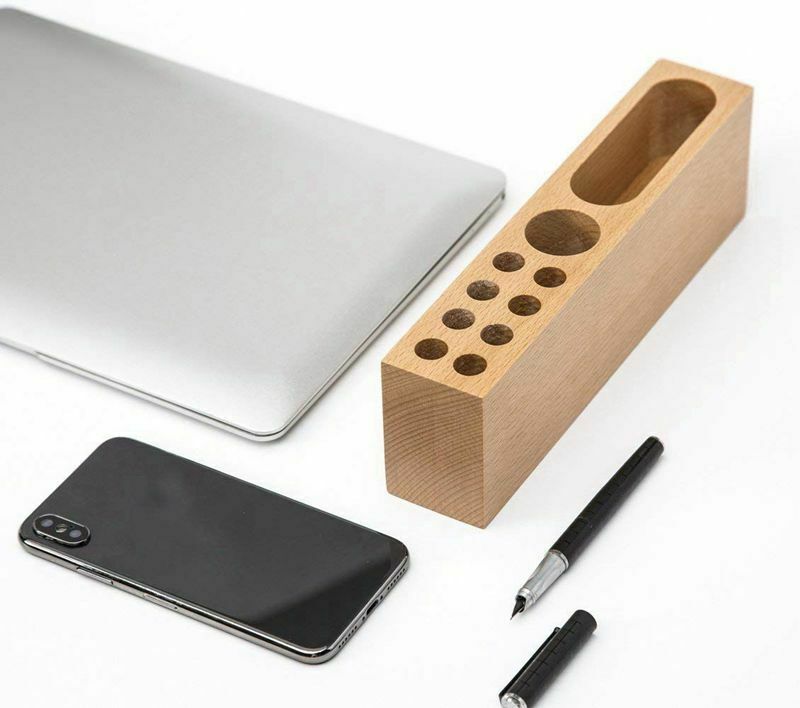Office Supplies Desktop Storage Box Stationery Solid Wood Pen Holders,Mobil X6H1