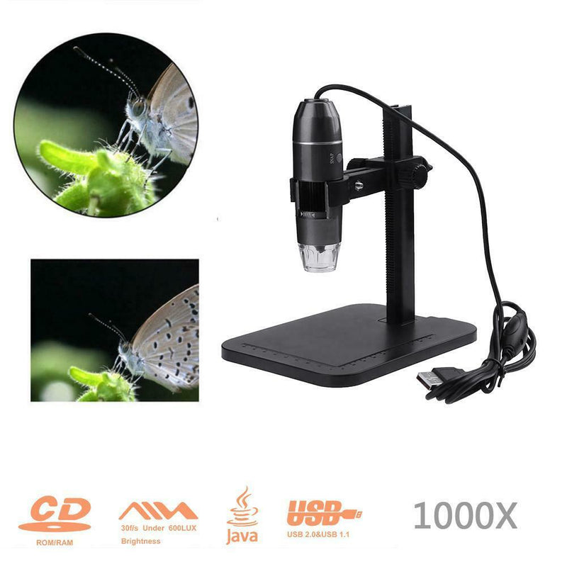 Digital 8LED USB2.0 2MP 1000X Zoom Microscope Biological Endoscope(Grey)