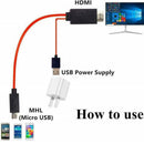 Cell Phone Micro USB 2.0 to HDMI MHL Red- 2m Cable Android Adapters M7V9