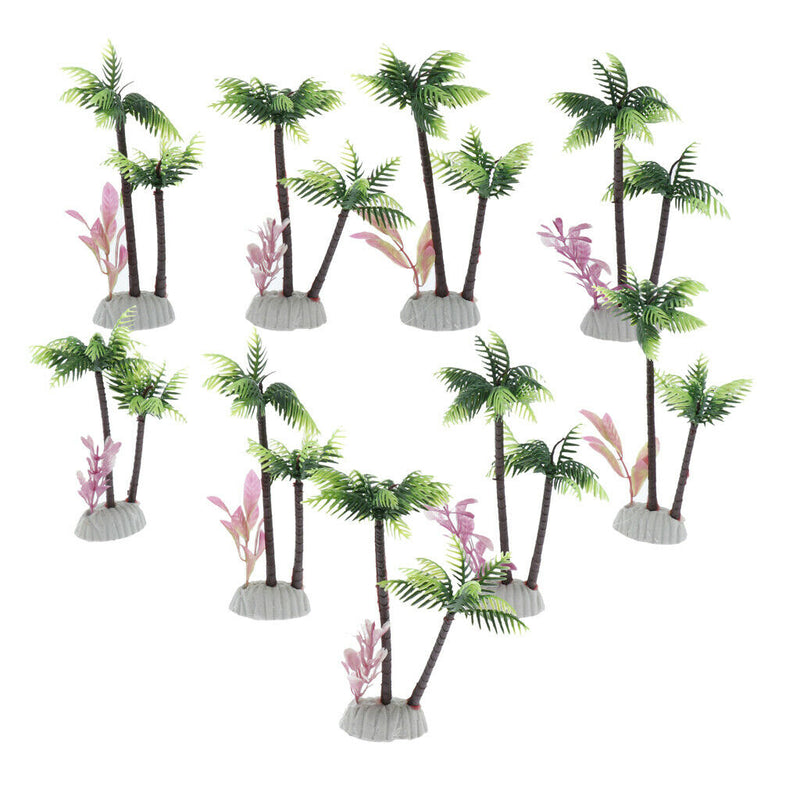 10pcs Artificial Coconut Tree Creative Scenery Decoration for   Tank Home