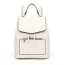 Leather Women Casual School Bags Shoulder Handbag Travel Backpacks (White)