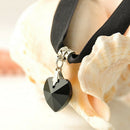 Black Velvet Choker Crystal Heart Pendant Gothic Handmade PUNK Necklace (Si