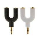3.5mm Stereo Audio Jack Earphone Headphone 2 Way Splitter Adapter White