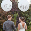 36-Inch Round White Print Mr&Mrs Balloons Wedding Valentine'S Day Party Dec