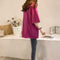 Summer Half Sleeve Long T-shirt Candy Color Loose Women Tops (Rose Red M) A