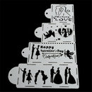 4pcs/set Lovers heart wedding cake Mould Spray Cake Templates StencilMoldTool BX