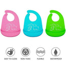 Waterproof Silicone Baby Bibs, Adjustable Soft Feeding Bibs With Food Crumb C4D5