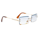 Ladies Rimless Sunglasses Party Tinted Lens Metal Frame Eyewear UV 400 Blue