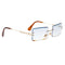 Ladies Rimless Sunglasses Party Tinted Lens Metal Frame Eyewear UV 400 Blue