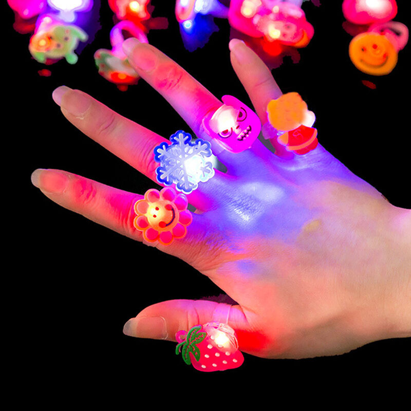Kids Christmas Festival Electronic Glitter Shiny Finger Decor Rings Supply