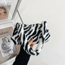 Animal Pattern Underarm Bag Women Mini Plush Shoulder Handbags Purse (4)