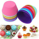 12 Pcs Silicone Cake Muffin Cupcake Mold Round Baking Mould Bakeware Tray Kits