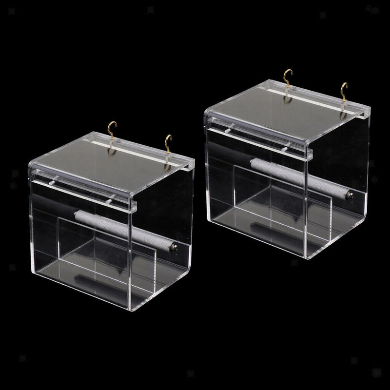 2Pcs Pet Bird Feeder Food Water Feeding Box Parrot Dispenser Cage Perch