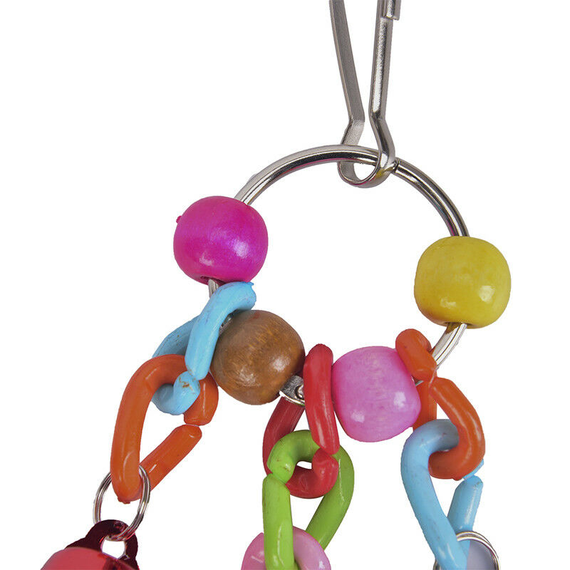 Pet parrot bird climb chew toys bell swing cage hanging cockatiel parakeet 3C