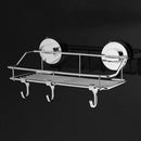 Vacuum Suction Type Bathroom Kitchen Storage Rack Shelf Holder with 3 Hooks