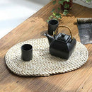2 Pieces Of Corn Stalk Woven Placemat On The Table, Oval Table Mat, Natural