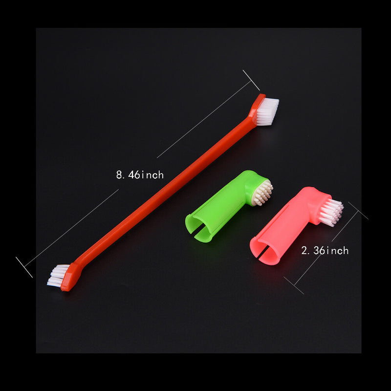 3Pcs/set Pet Finger Toothbrush Dog Breath Double Head Teeth Care CatCleaning 0K