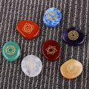 7Pcs/Set Engraved Spiritual Healing Meditation Palm Chakra J5T8 Reiki Stone N2S7